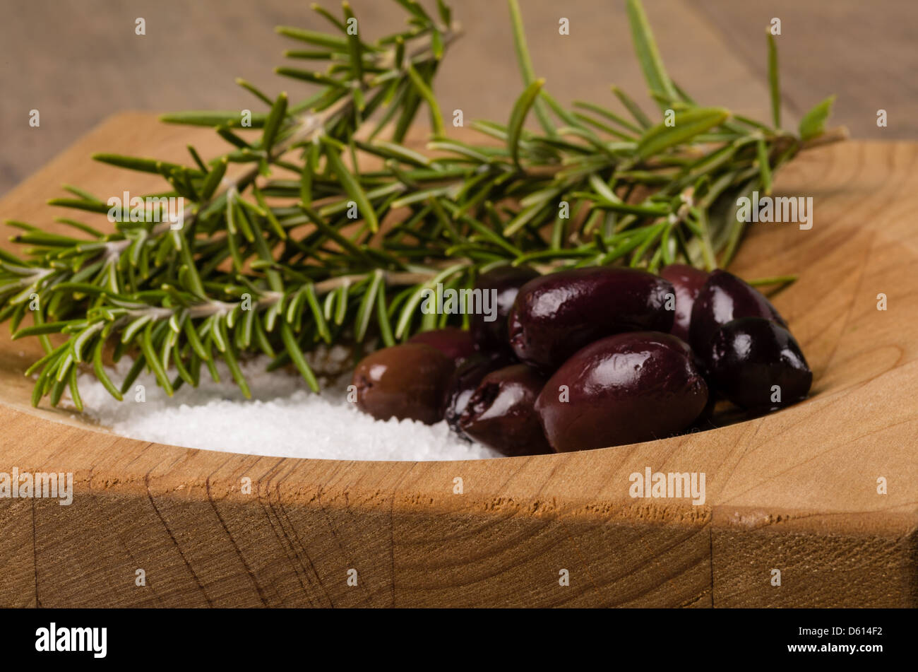 Kalamata olives with rosemary and salt ready to prepare Stock Photo Alamy