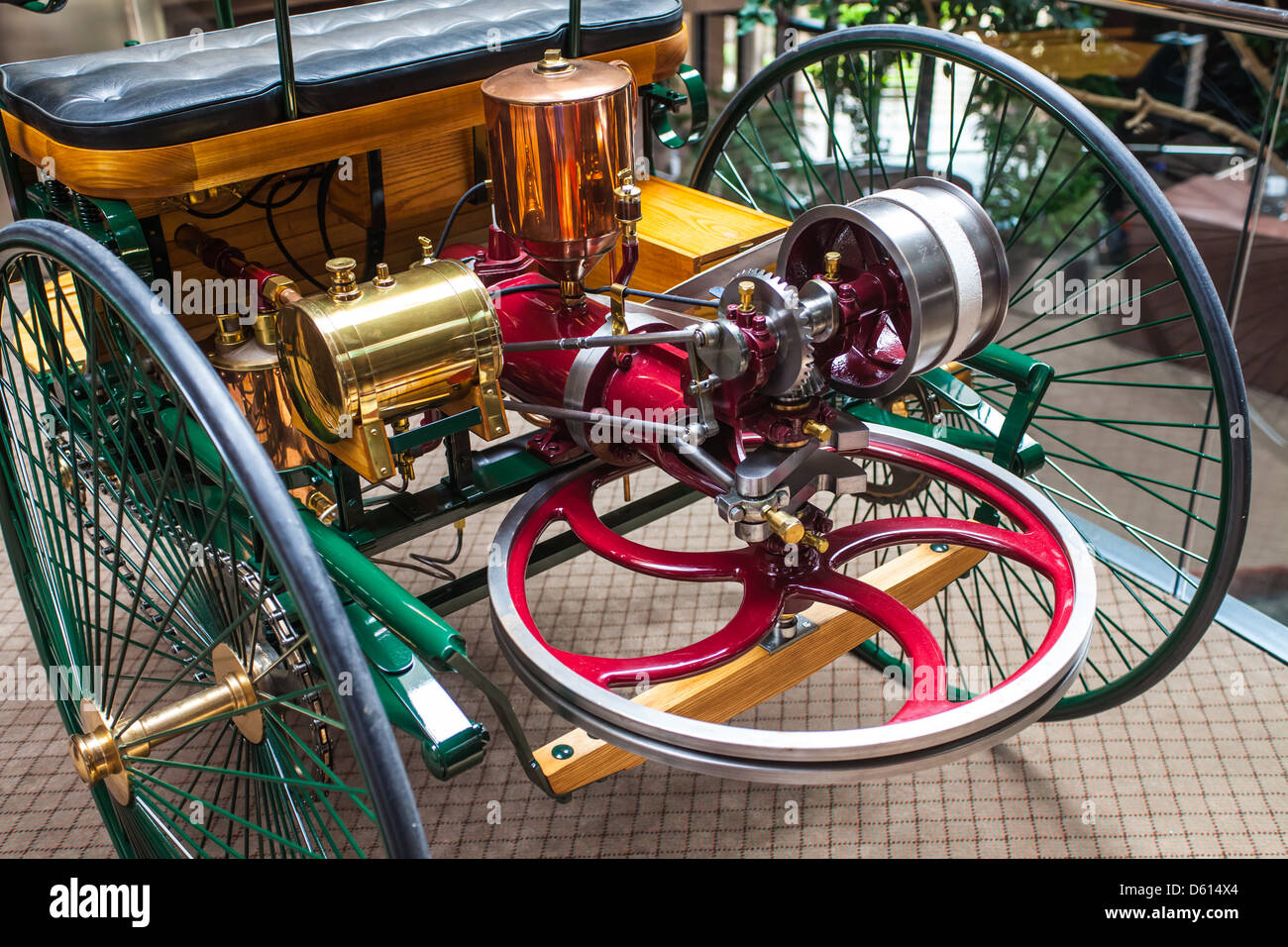 A replica of The Benz 1886 Patent Motorwagen. The first commercially