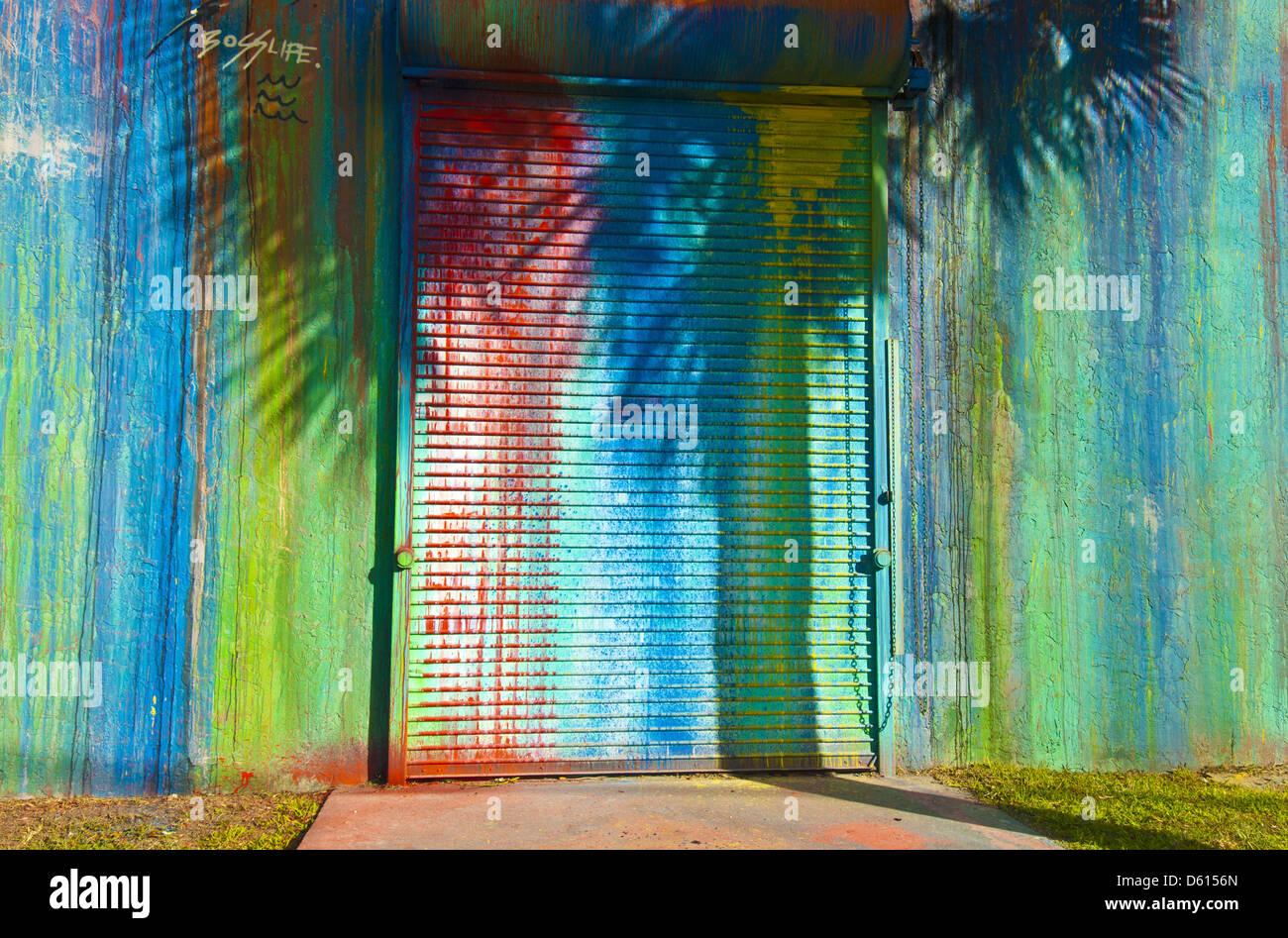 Graffiti entrance art in Wynwood Arts District of Miami, Florida, USA