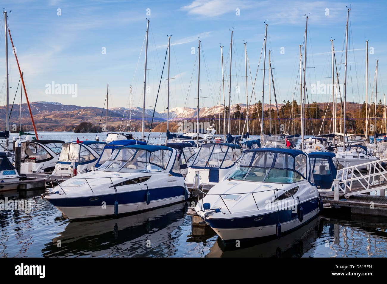 Boats at Bowness on Windermere in the Lake district, Cumbria Stock
