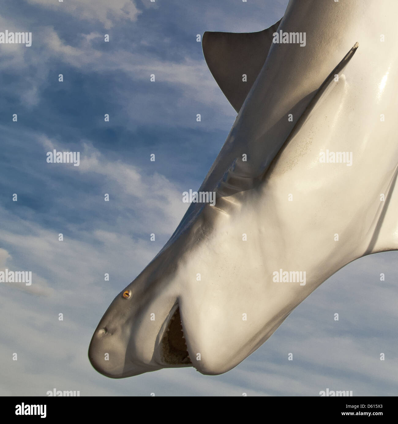 Fiberglass shark used for tourist photos on Fernandina Beach pier on Amelia Island in Florida, USA Stock Photo