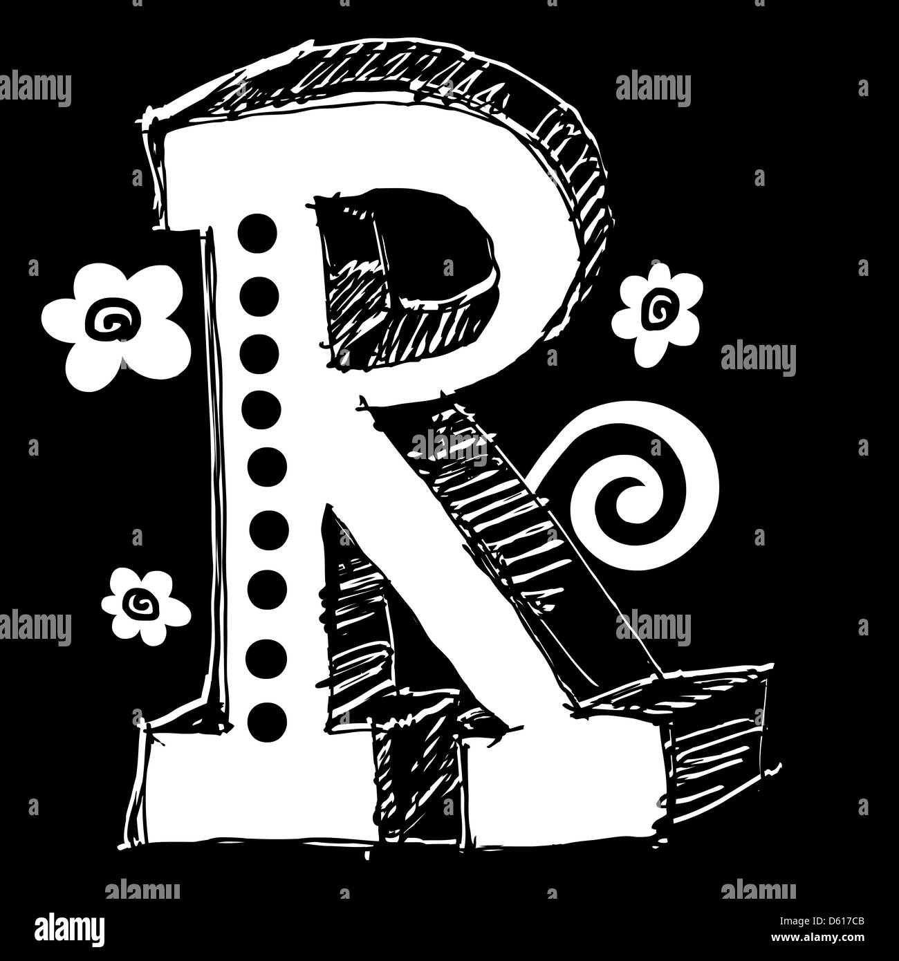 funny contre-jour ABC, hand drawn letter R Stock Photo - Alamy