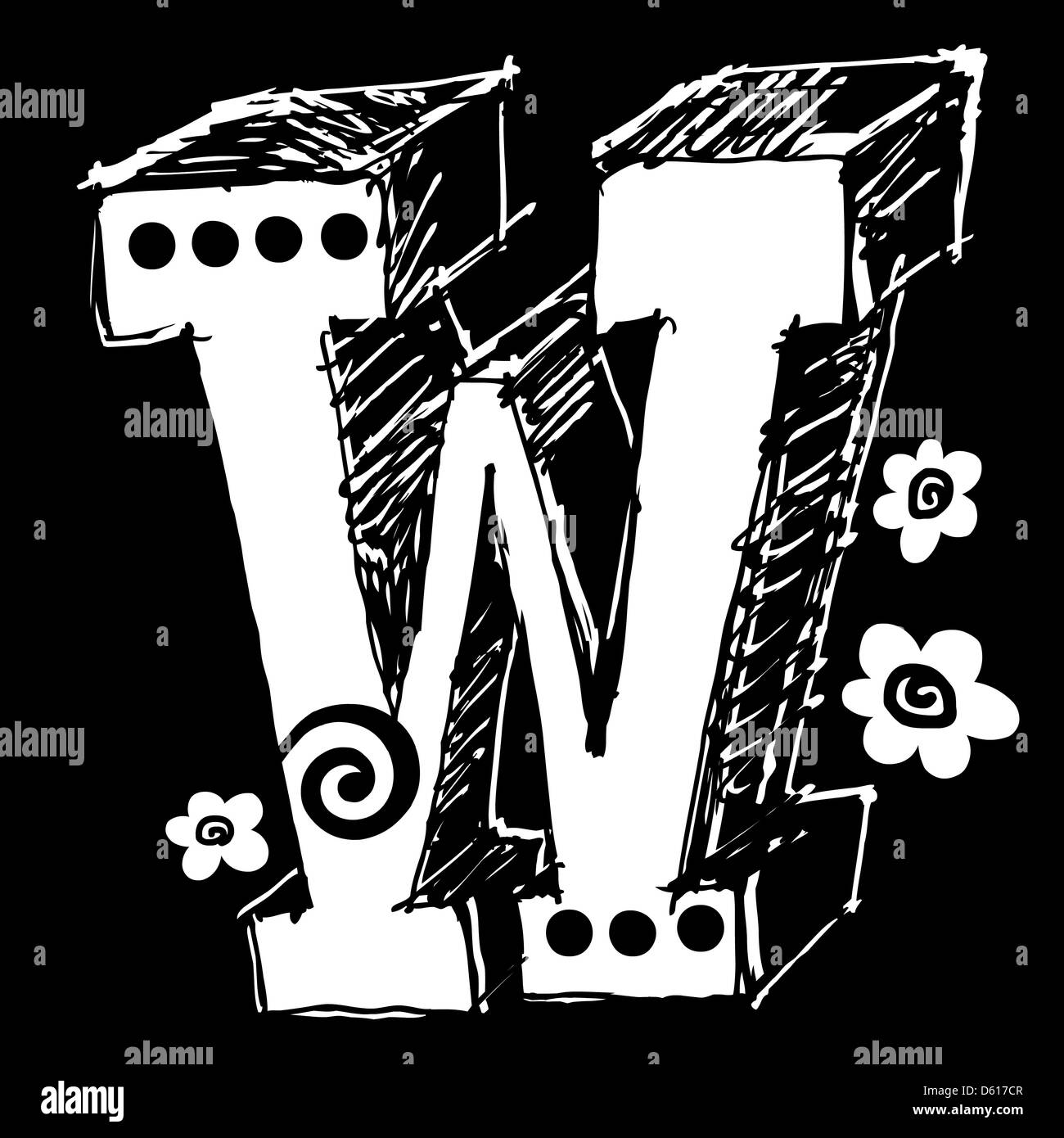 funny contrejour ABC, hand drawn letter W Stock Photo Alamy