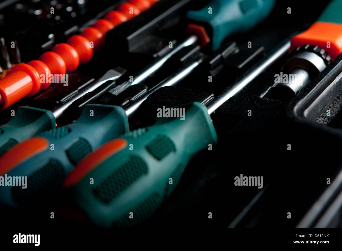 Set of screwdrivers in black box Stock Photo