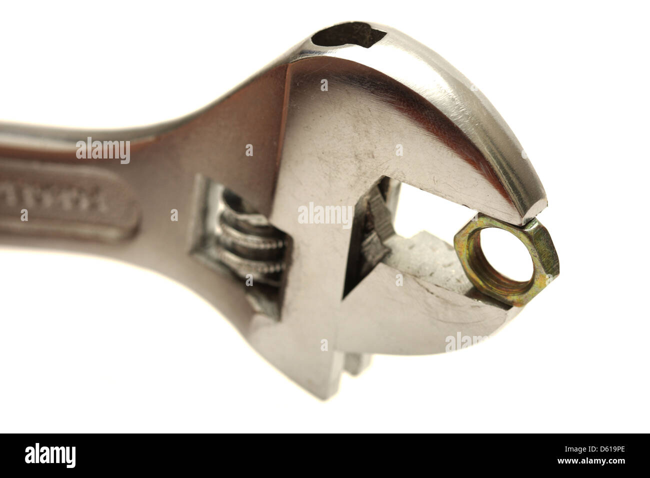 Adjustable wrench with screw nut isolated on white Stock Photo Alamy