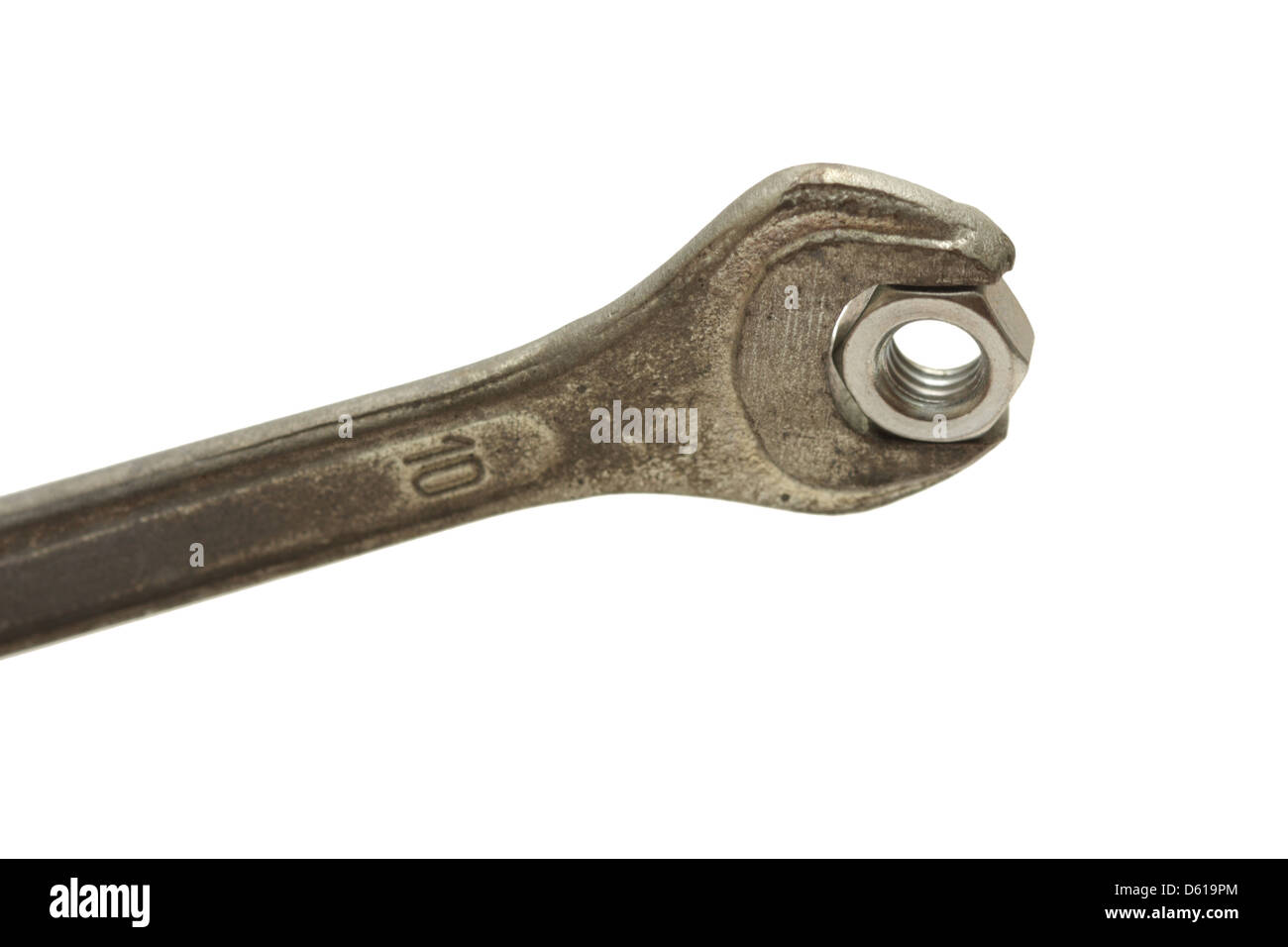 Wrench with screw nut isolated on white Stock Photo Alamy
