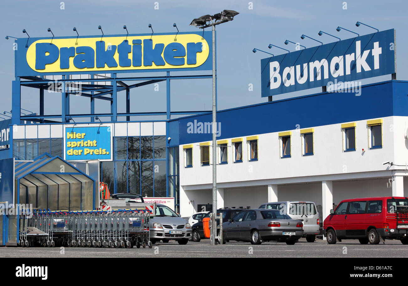Shopping carts stand in the parking lot of the a Praktiker hardware store in Hamburg, Germany, 27 March 2012. Praktiker is presenting its annual figures for the 2011 business year. Photo: Bodo Marks Stock Photo
