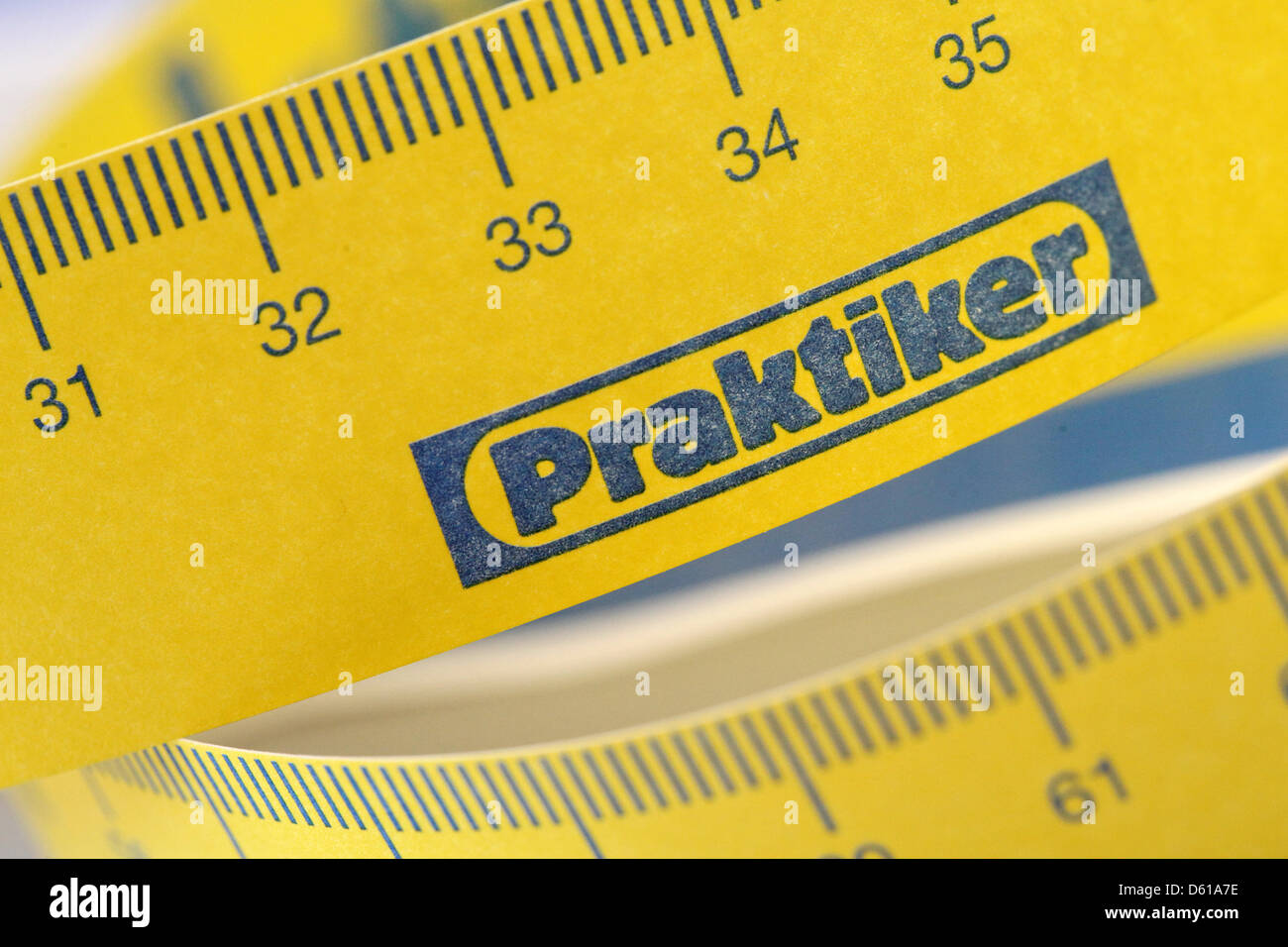 A measuring tape of Praktiker hardware store is pictured in Hamburg, Germany, 27 March 2012. Praktiker is presenting its annual figures for the 2011 business year. Photo: Bodo Marks Stock Photo