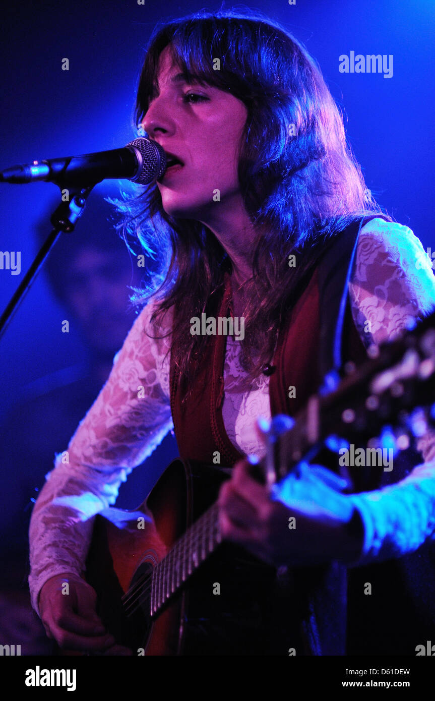 BARCELONA, SPAIN - DEC 2: Miren Iza, singer of Tulsa band, performs at Apolo stage on December 2, 2010 in Barcelona. Stock Photo