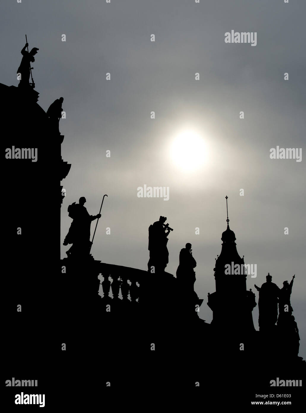 Statues by the Italian sculptor Lorenzo Mattielli are pictured on the