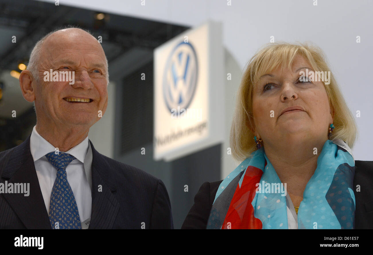 Chairman of Volkswagen Supervisory Board, Ferdinand Piech, stands next to his wife Ursula Piech during the general meeting of car manufacturer  Volkswagen in Hamburg, Germany, 19 April 2012. Ursula Piech will be elected to the supervisory board during the meeting. Photo: MARCUS BRANDT Stock Photo