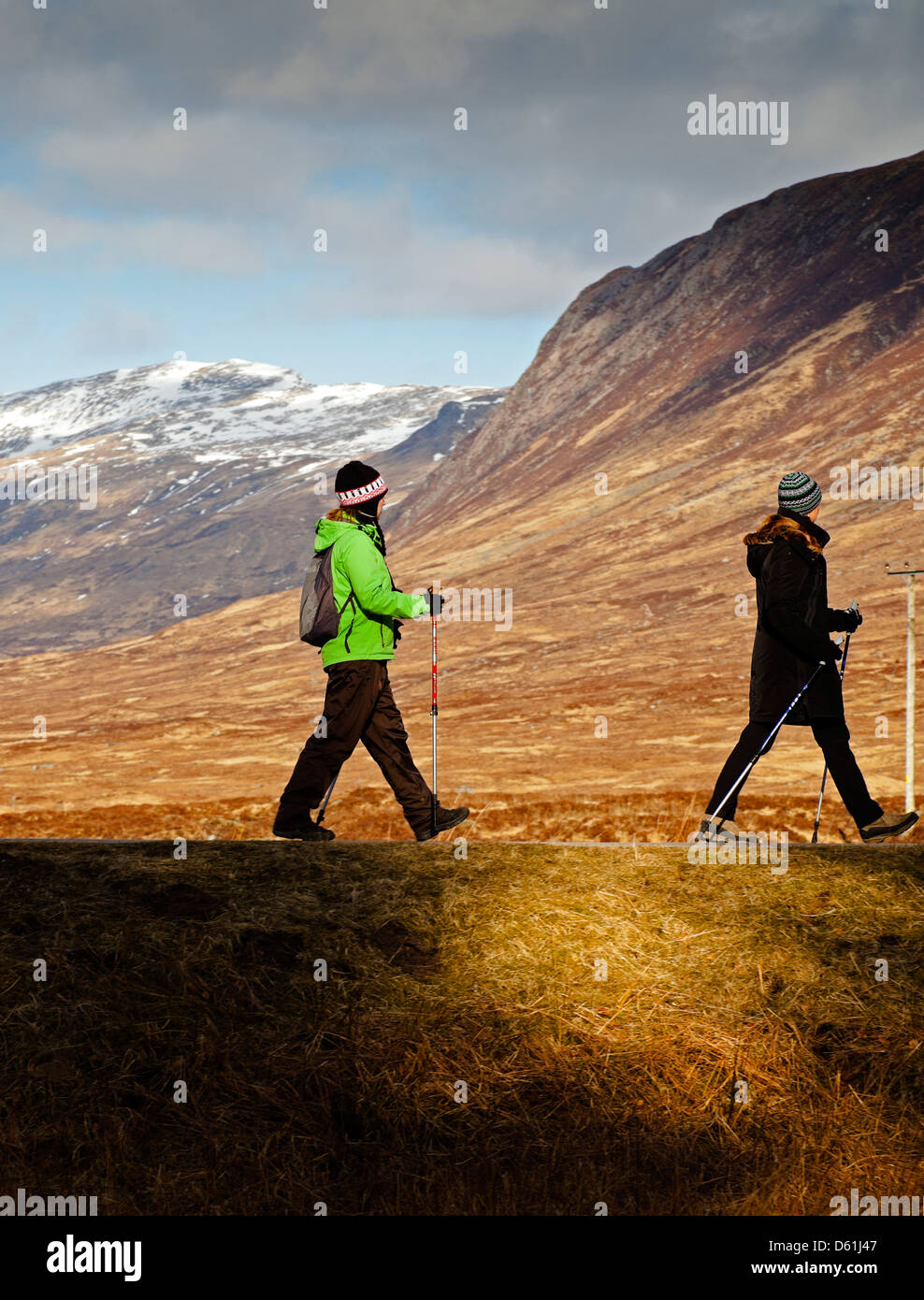 Two Walkers on West Highland Way, Scottish Highlands, Scotland, UK Stock Photo