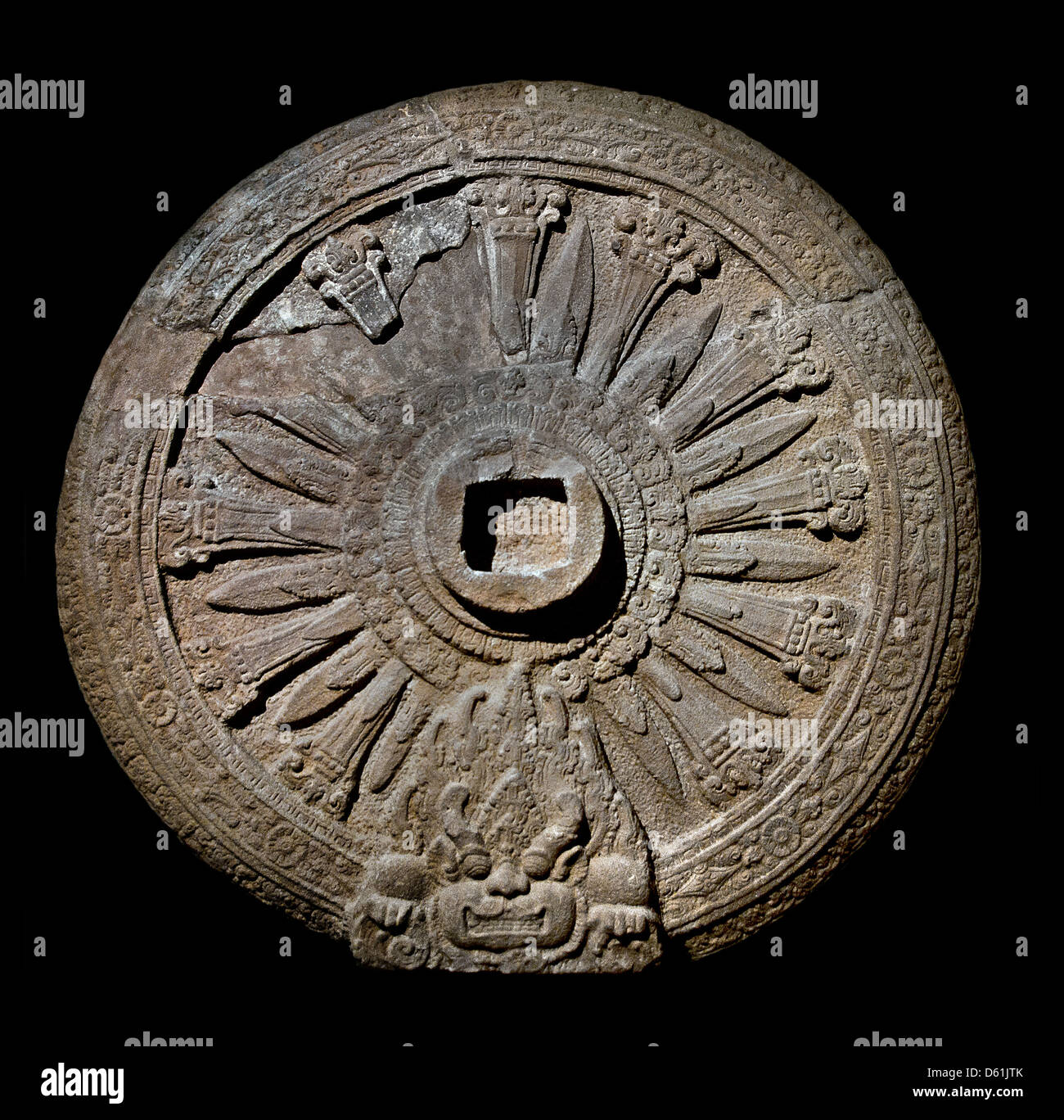 Dharmacakra wheel Dvaravati art 8 - 9 century Thailand Thai Stock Photo