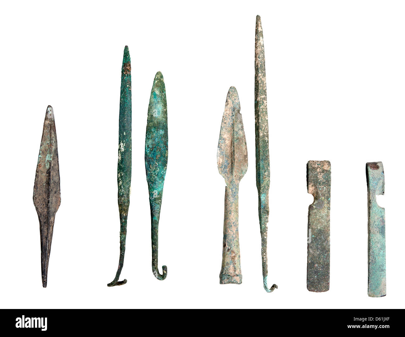 Canaanite bronze Spears and spearheads, Bronze Age 15th century BCE Stock Photo