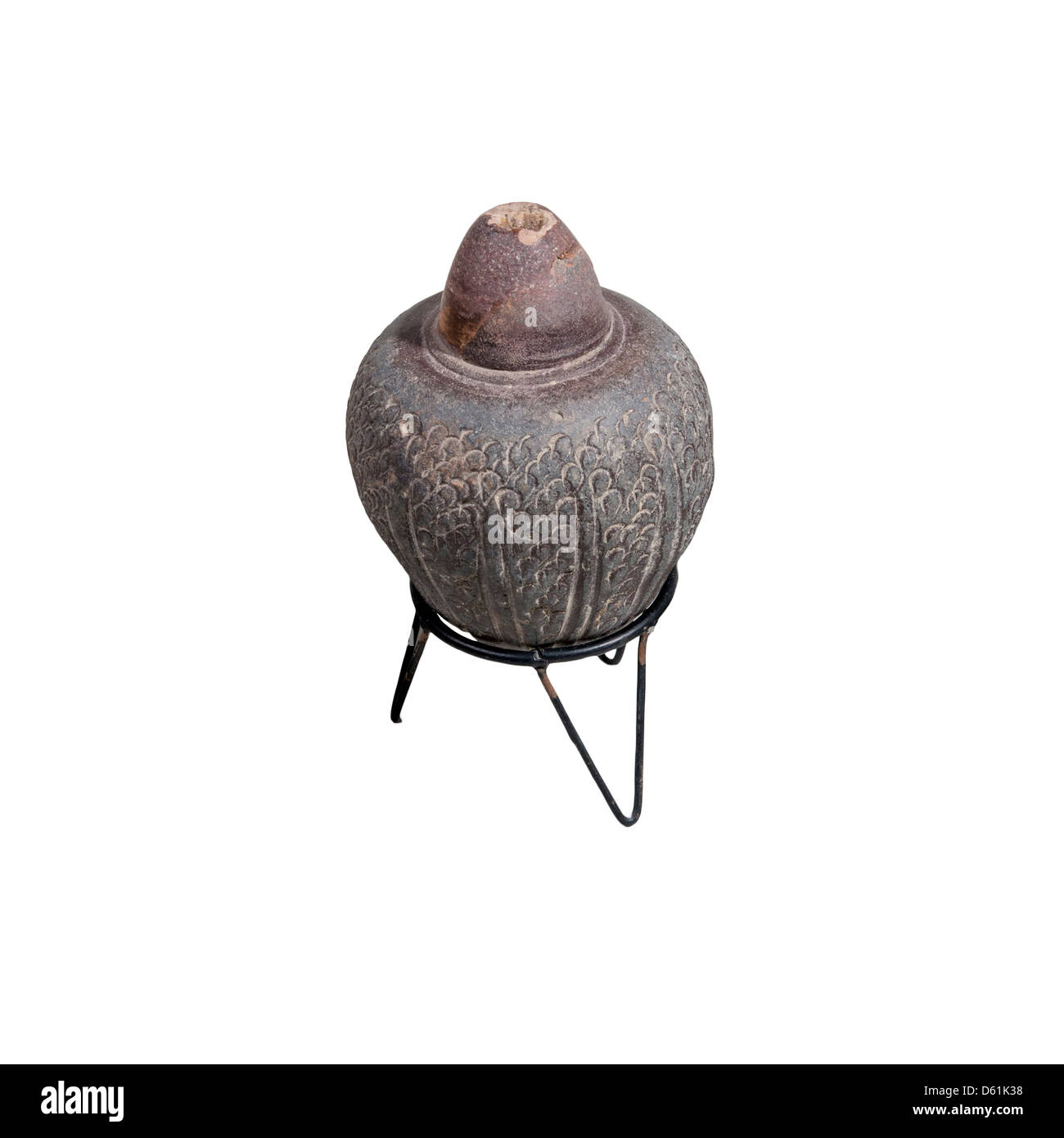 A Ceramic Fire-Bomb 6-9th century CE on white Stock Photo