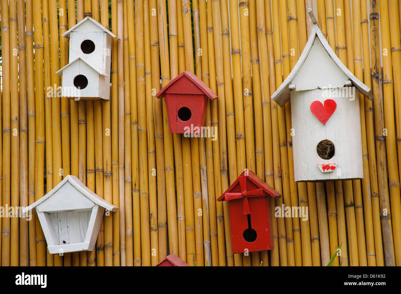 Beautiful colorful little of birdhouse. Stock Photo