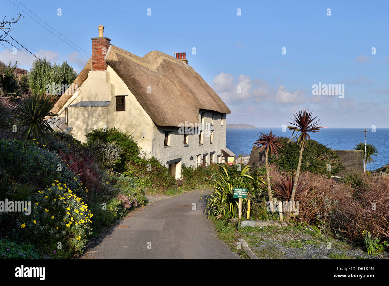 Thatched Cottage; Church Cove; Lizard; Cornwall; UK Stock Photo Alamy