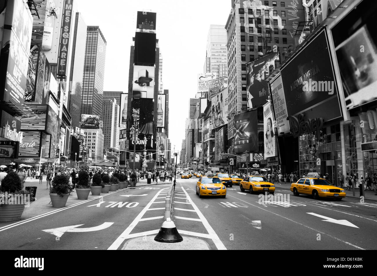 Yellow Cabs in Times Square New York City, USA Stock Photo