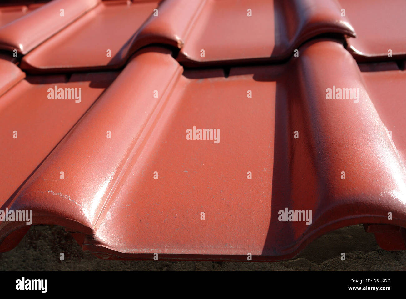 Closeup of red clay tile roof Stock Photo