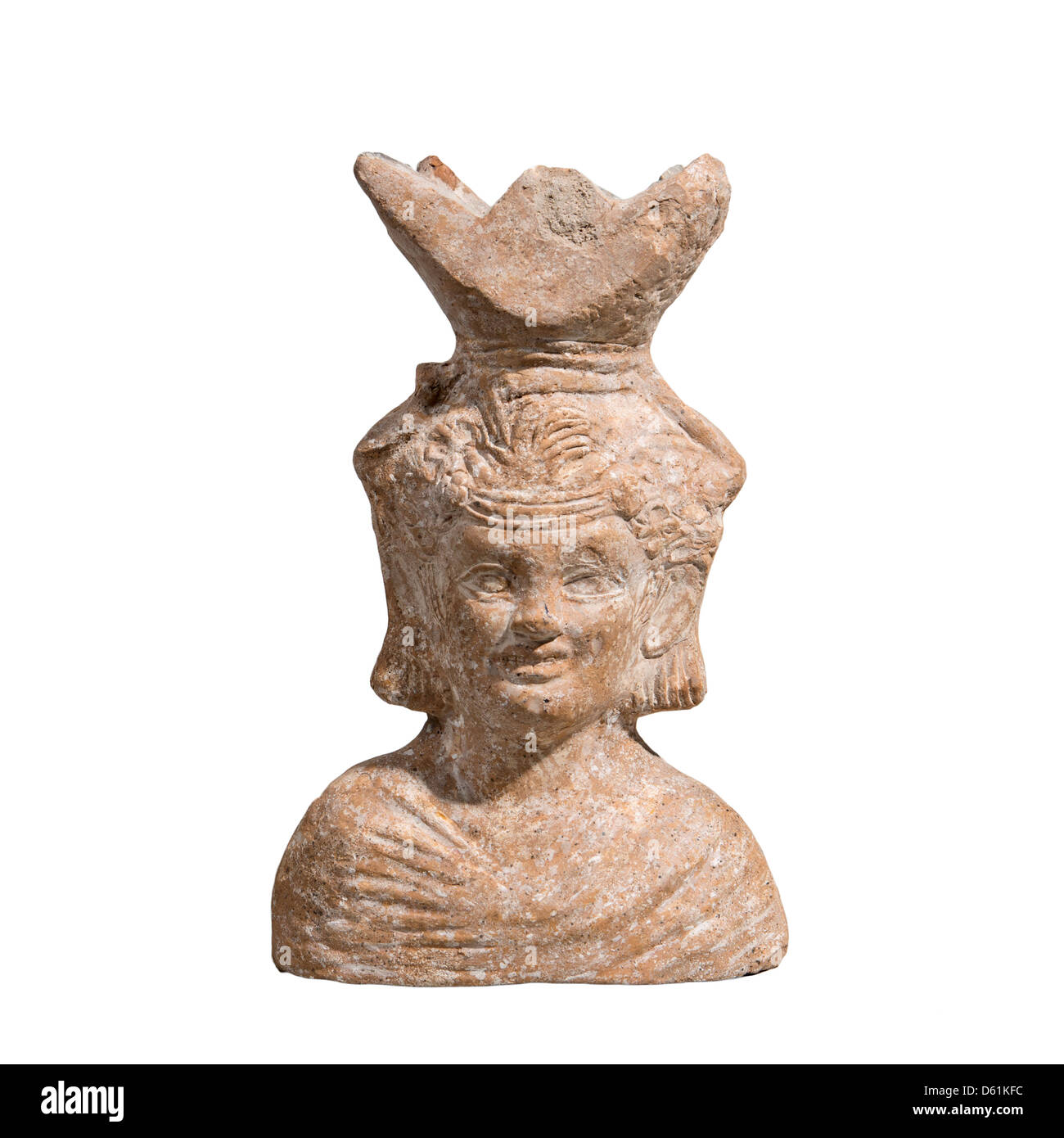 A Roman Terracotta Censer in the form of a bust of Dionysus Stock Photo