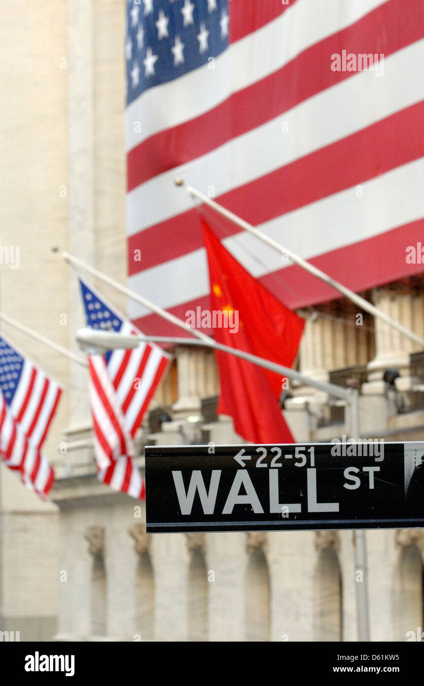 Wall Street, Financial District, Manhattan, New York City, New York, United States of America Stock Photo