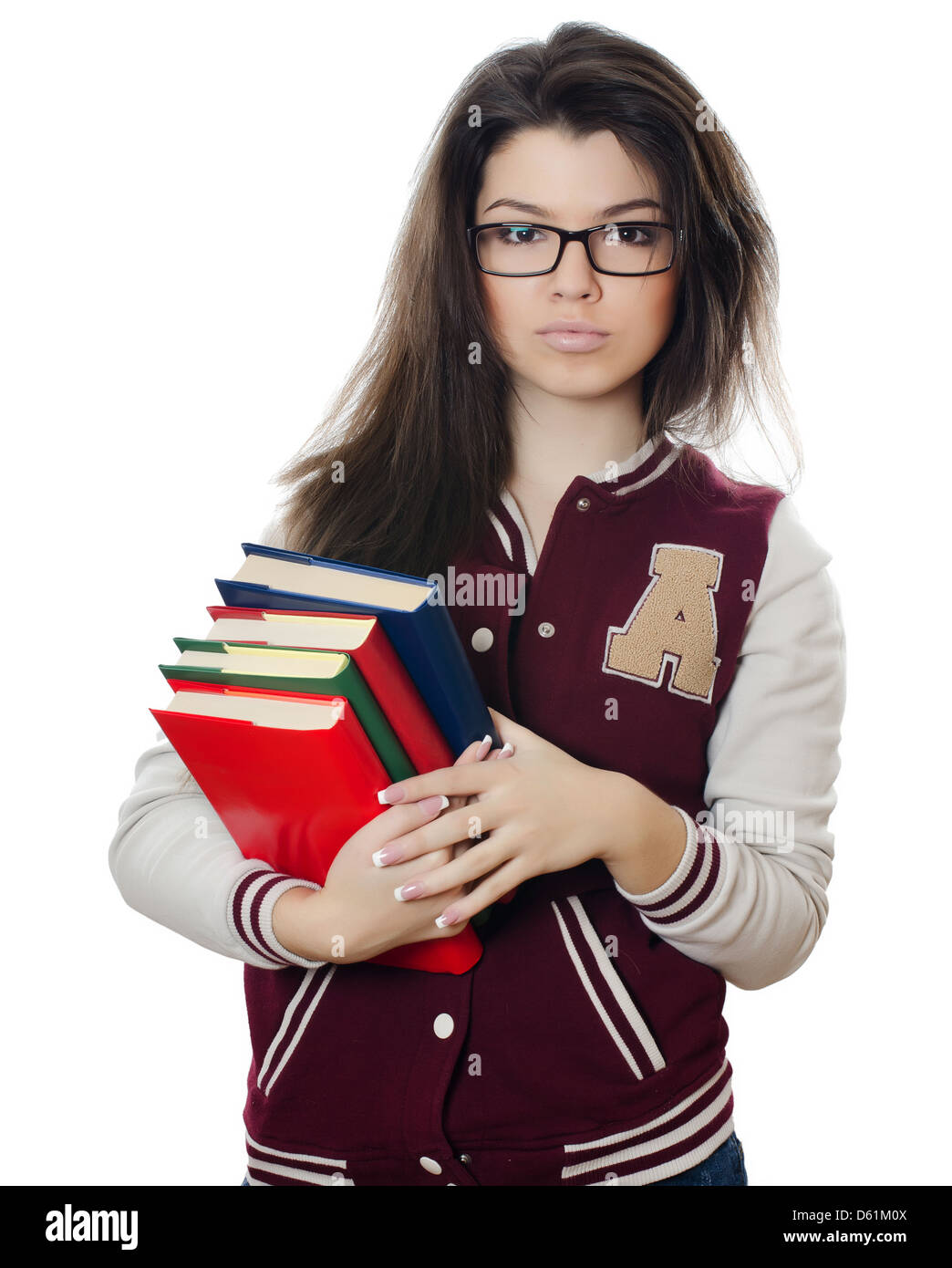 The girl the student with books in hands Stock Photo - Alamy