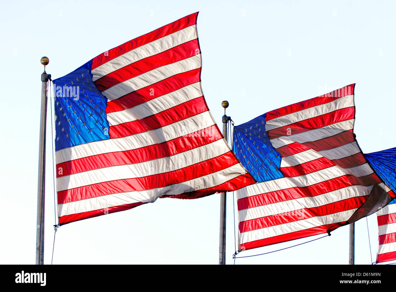 American flags - Flags of the United States of America Stock Photo