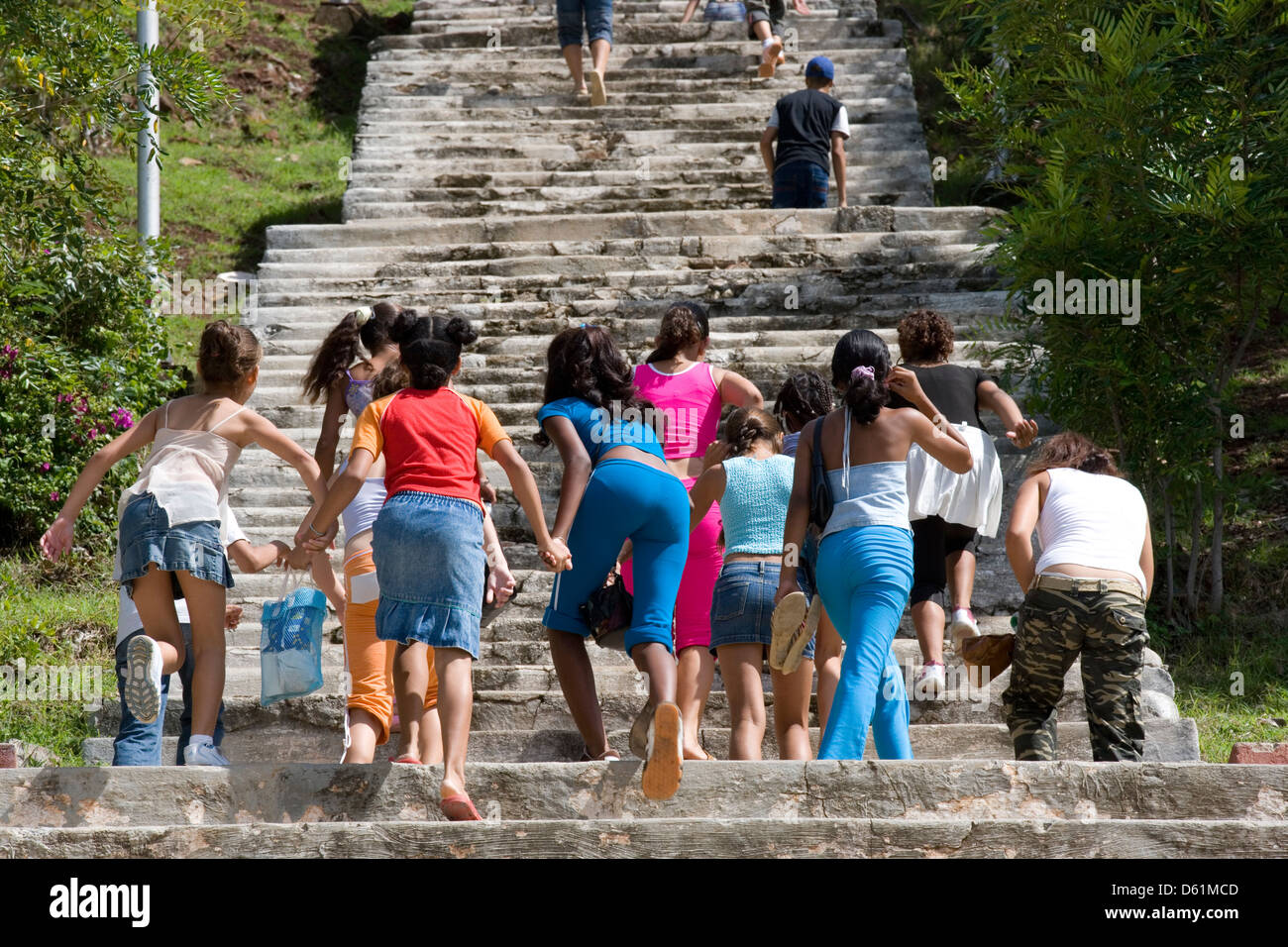 HOLGUIN Loma de la Cruz / climbing the steps to the summit Stock Photo