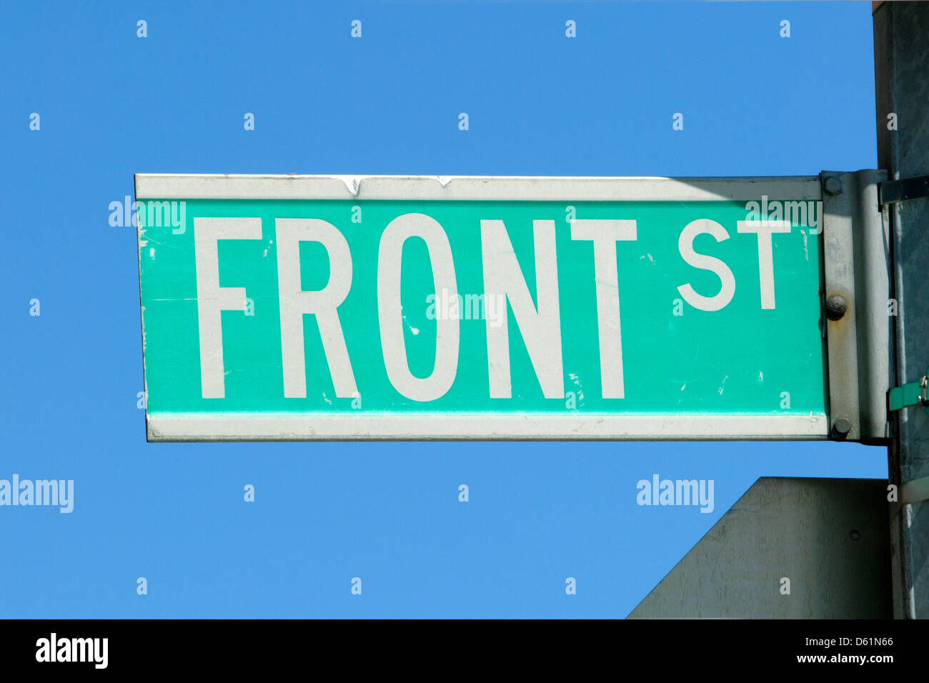 Front St., street sign in New York City, New York, USA, North America - Image taken from public ground Stock Photo