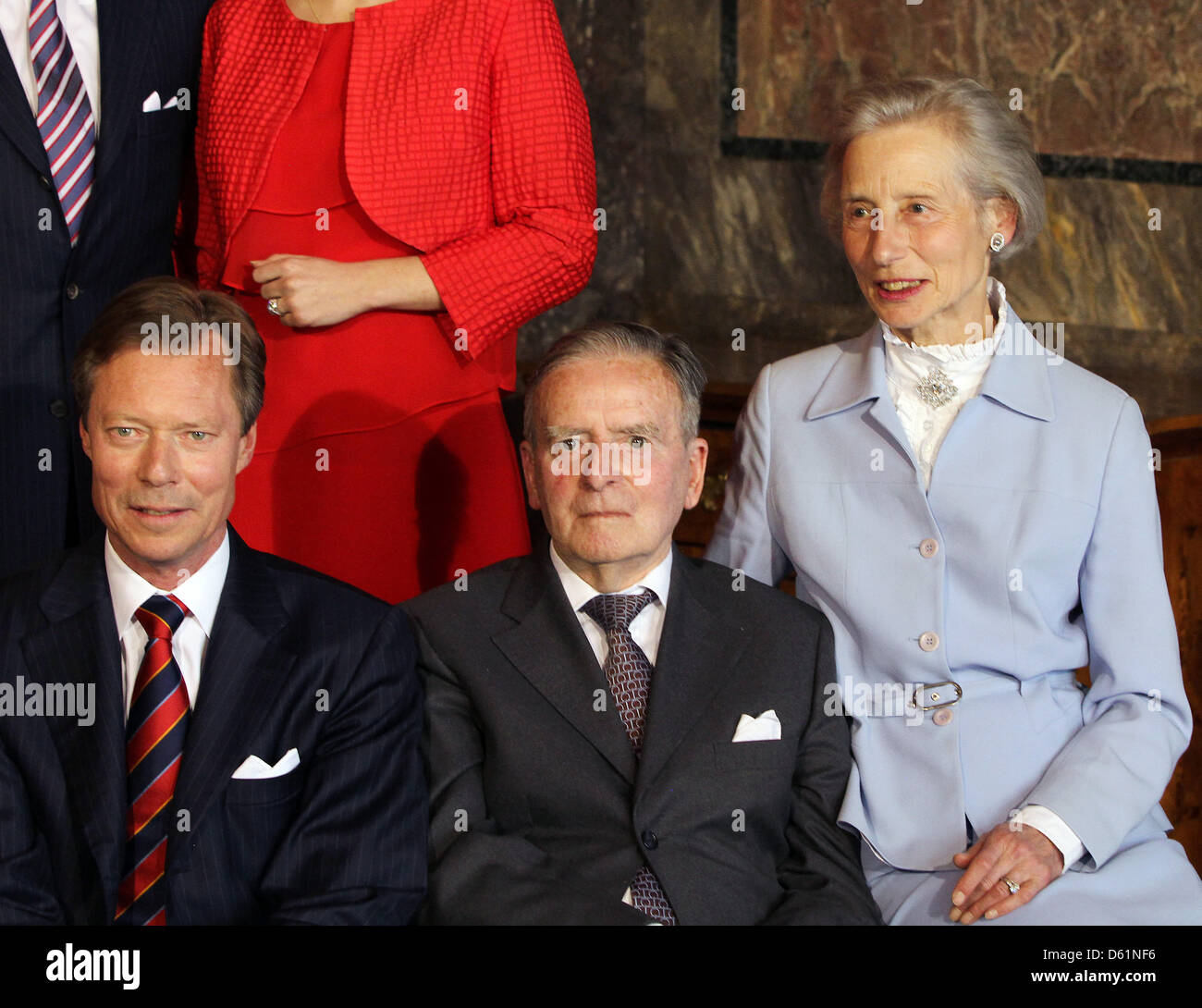 Grand Duke Henri of Luxembourg and Count Philippe and Countess Alix de Lannoy (L-R) at Chateau de Berg in Luxembourg, 27 April 2012. Photo: Patrick van Katwijk/ NETHERLAND OUT Stock Photo