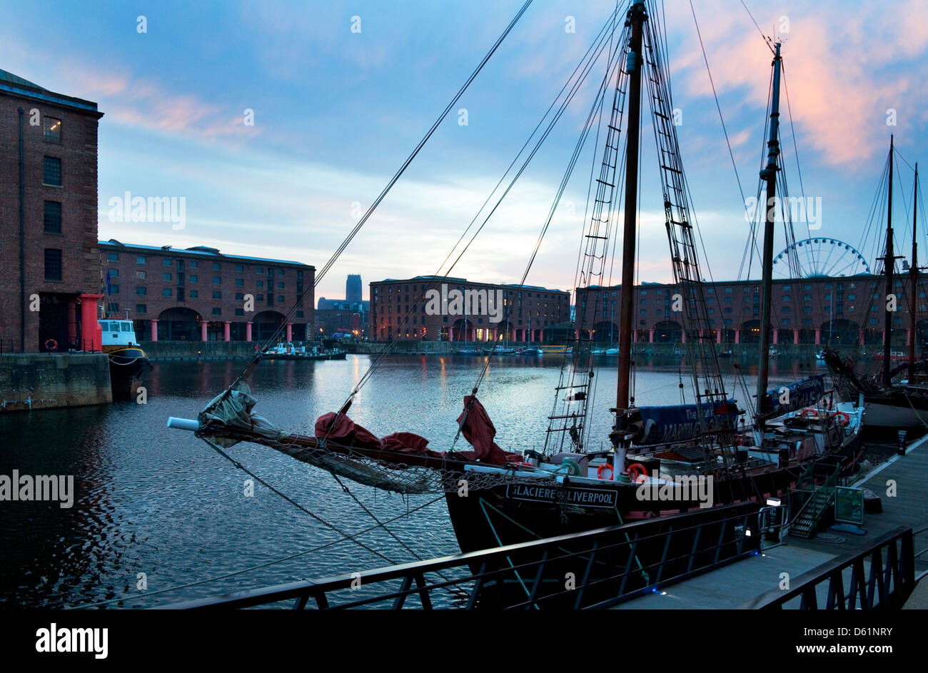 The Albert Dock Designed by Jesse Hartley and Philip Hardwick and opened in 1846, Liverpool, Merseyside, England Stock Photo