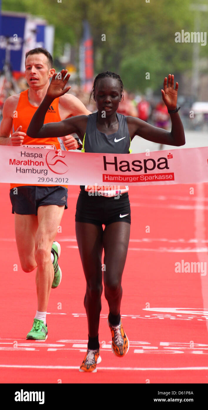 Kiyara Rael of Kenia wins the women's race of the 27th Hamburg Marathon