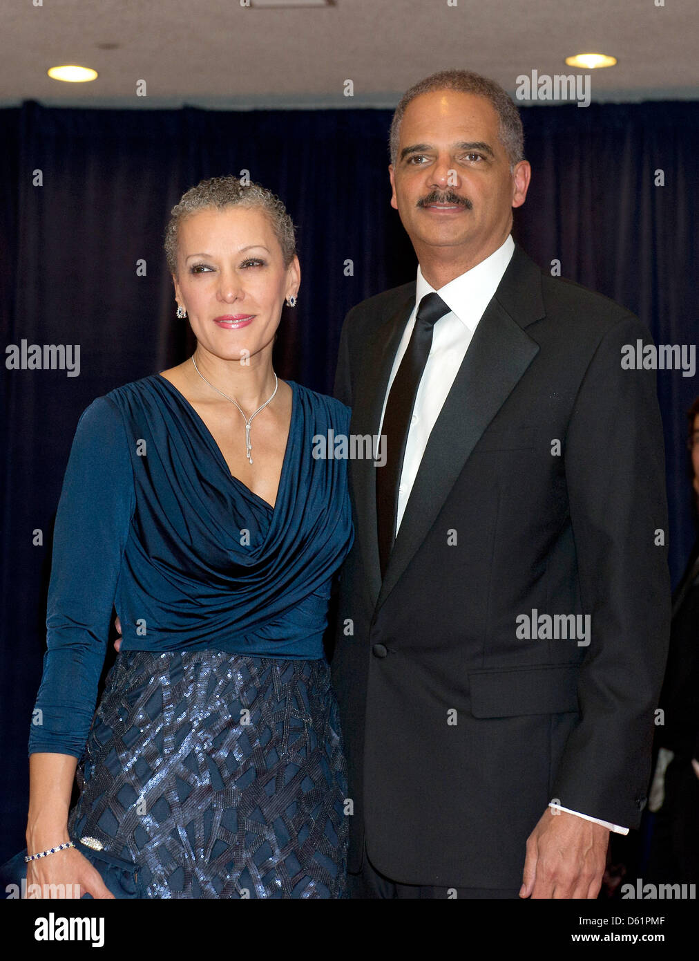 United States Attorney General Eric Holder and his wife Sharon Malone arrive for the 2012 White House Correspondents Association Dinner held at a hotel in Washington, DC, USA, on 28 April 2012. Photo: Ron Sachs / CNP (ATTENTION: Embargo until 4:00 PM EDT, Sunday, April 29, 2012 - NO New York or New Jersey Newspapers or newspapers within a 75 mile radius of New York City) Stock Photo
