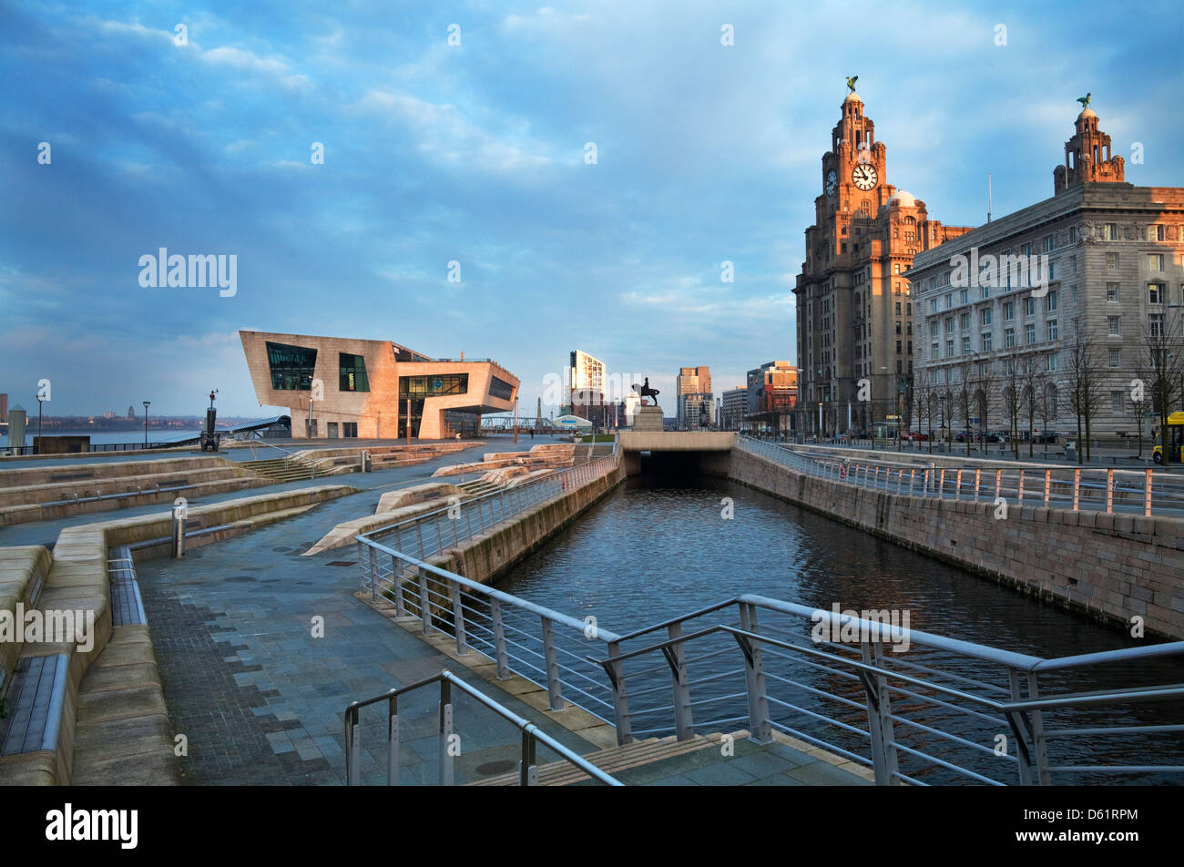 Ferry Terminal, Pier Head, The Liver Building, in the UNESCO designated World Heritage Maritime City, Liverpool, Merseyside, UK Stock Photo