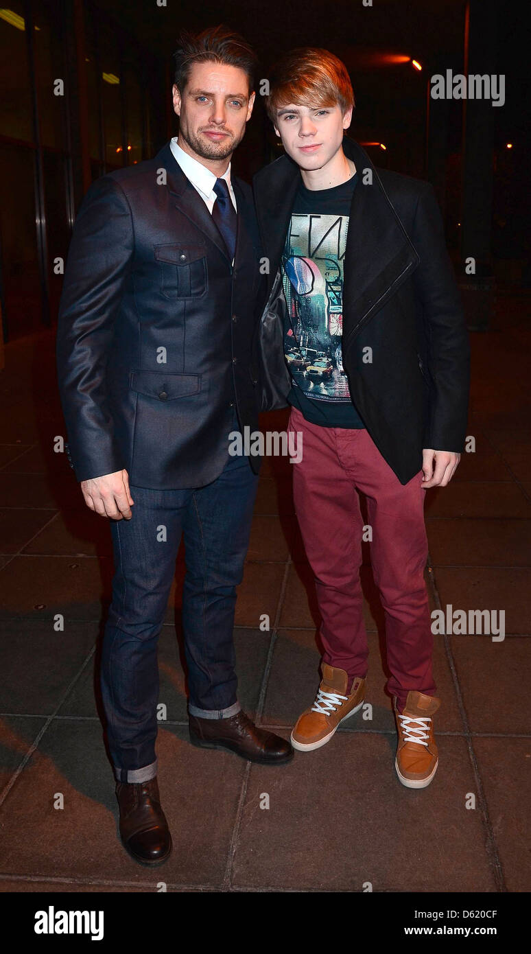 Keith Duffy and Jordan 'Jay' Duffy Celebrities outside the RTE studios for  'The Late Late Show' Dublin, Ireland - 13.01.12 Stock Photo - Alamy