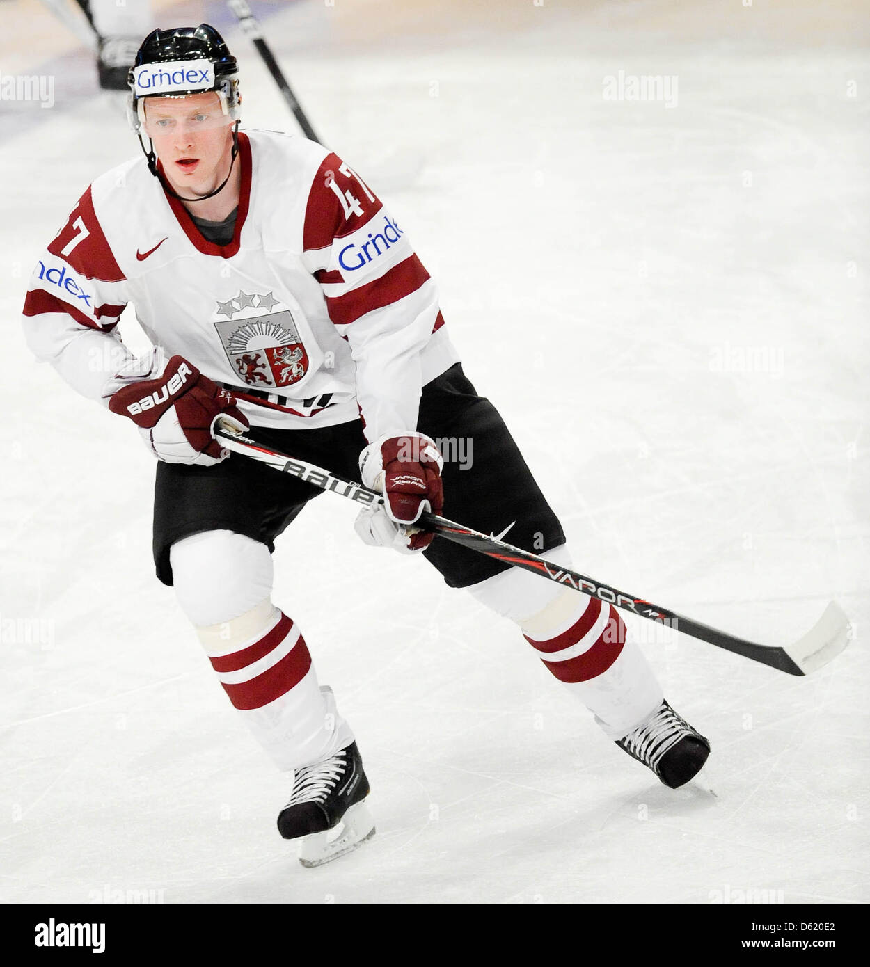 Latvia's Martins Cipulis in action during the Ice Hockey World