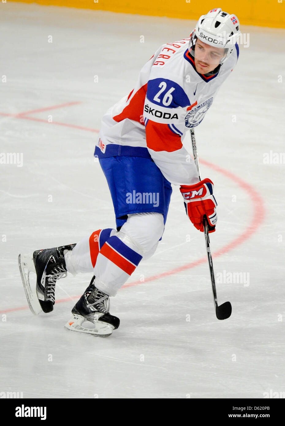 Norway's Kristian Forsberg gestures during the Ice Hockey World