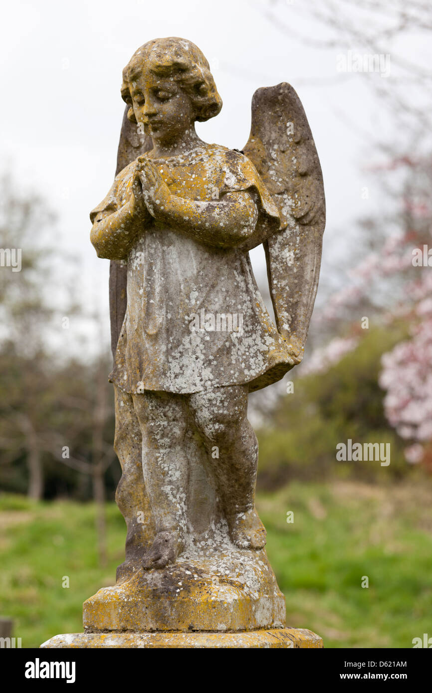 Stone Angel in Trowbridge Cemetery, Wiltshire, England, UK Stock Photo