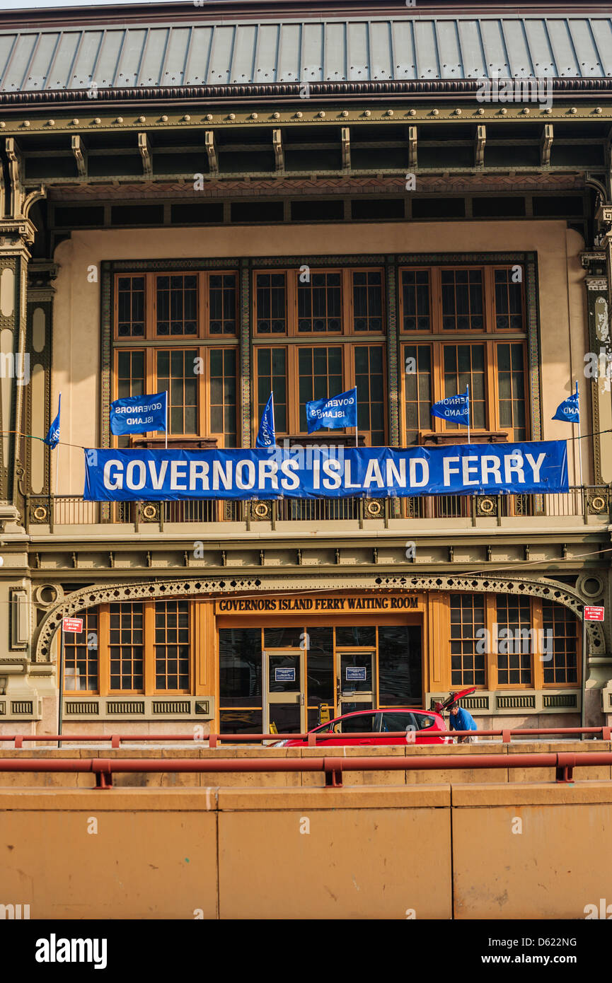 The terminal building for the Governors Island Ferry Stock Photo