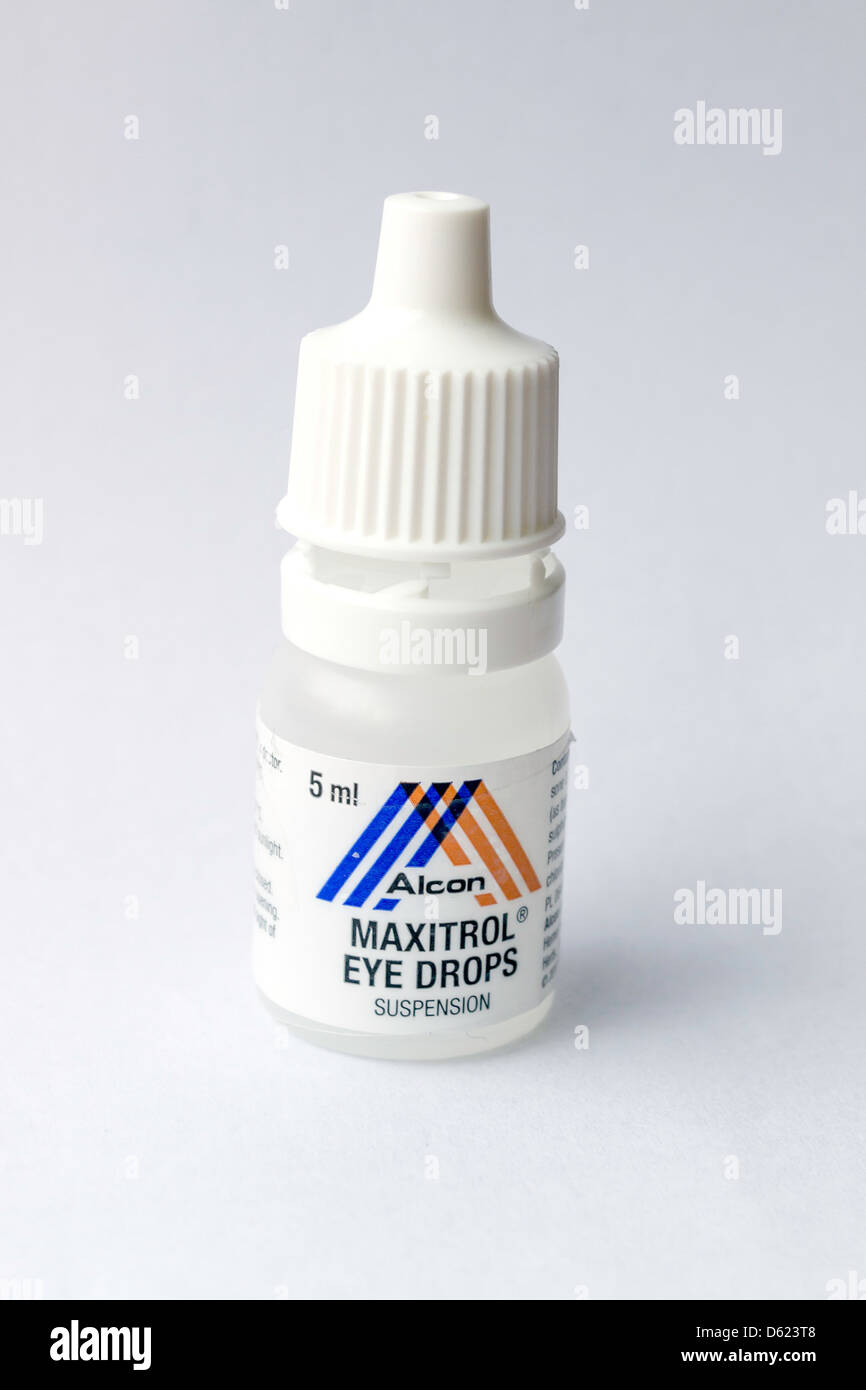 Antiseptic Steroid eye drops used for post operative treatment after cataract surgery Stock Photo