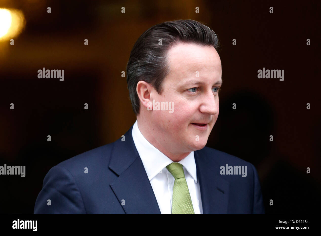 Prime Minister David Cameron leaves No:10 Downing Street in London, Britain, on 19  March 2013. Stock Photo