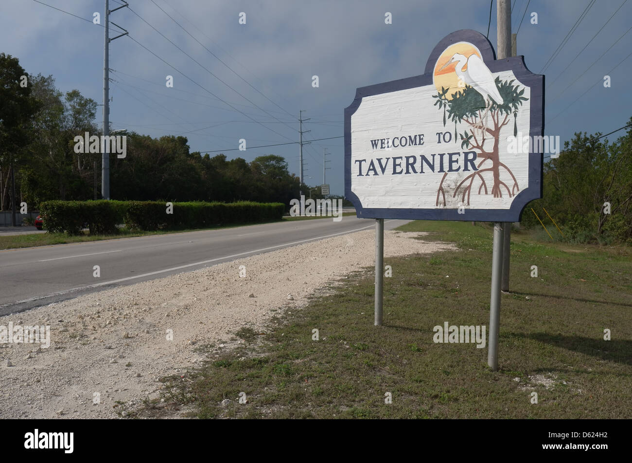 Welcome sign in Tavernier, Florida Stock Photo