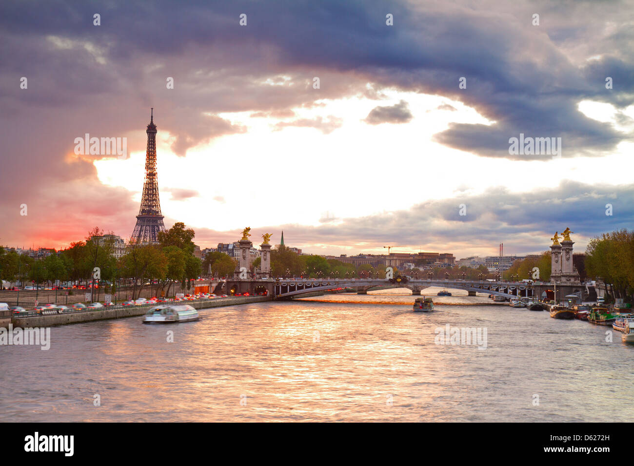Bridge of Alexandre III and Eiffel tower,  Paris, Stock Photo