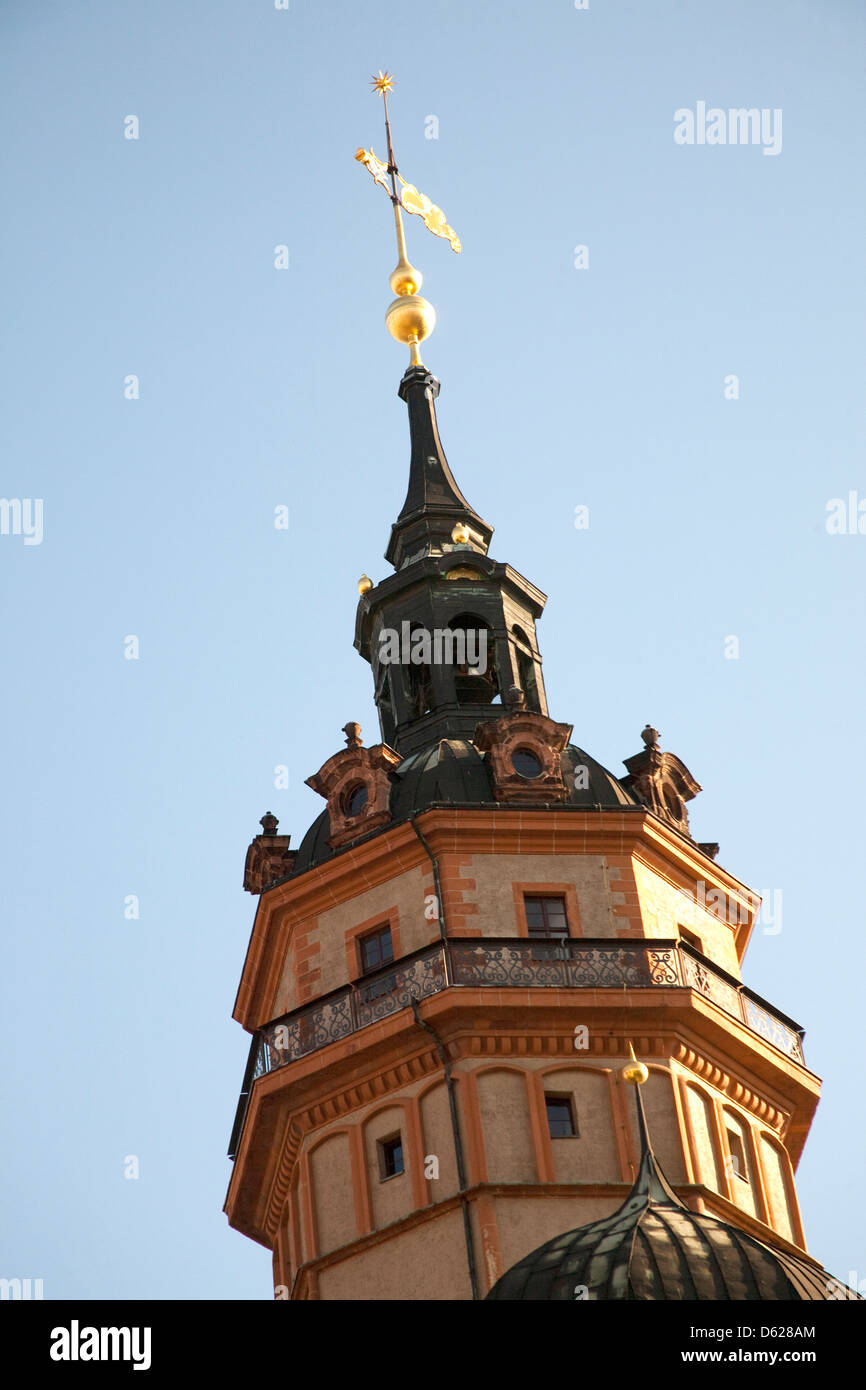 Leipzig, Germany.  Steeple atop Leipzig, Germany's historic St. Nicholas Church. Stock Photo