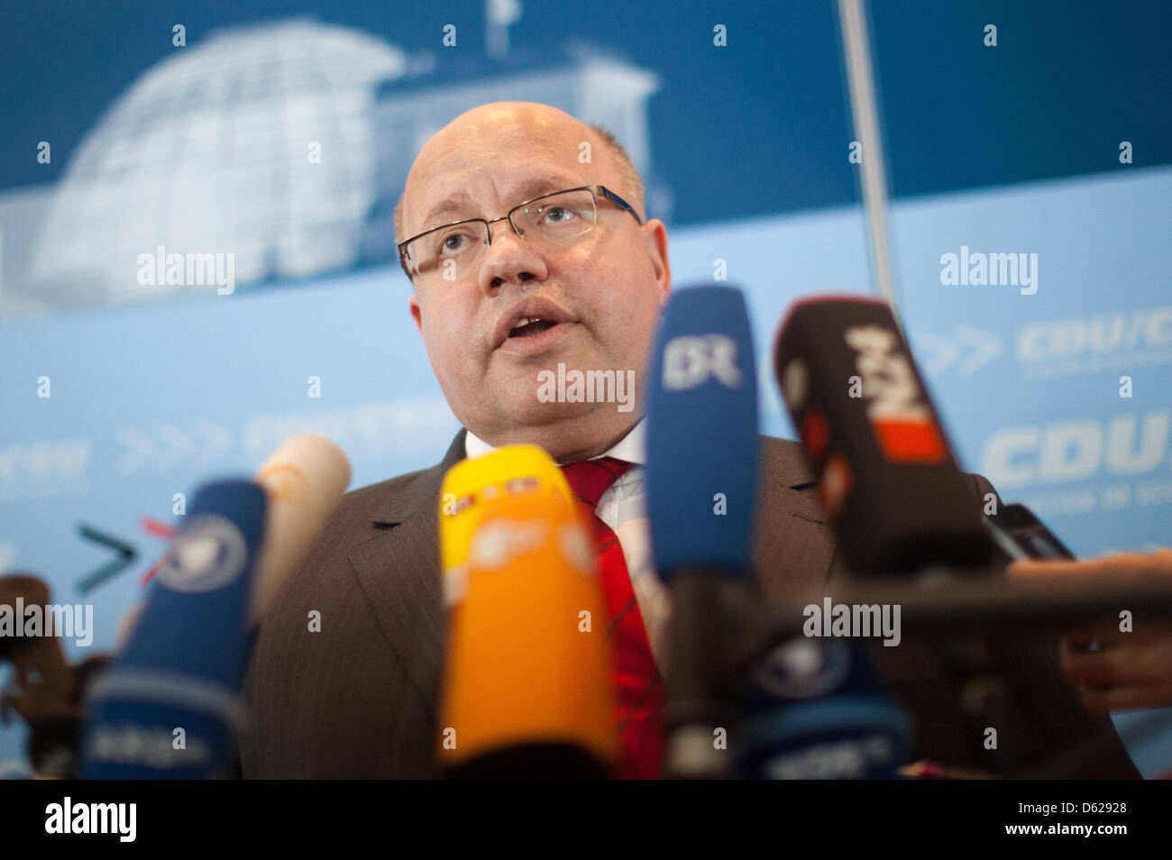 Peter Altmaier, chief whip of the CDU in the German Parliament, talks ...