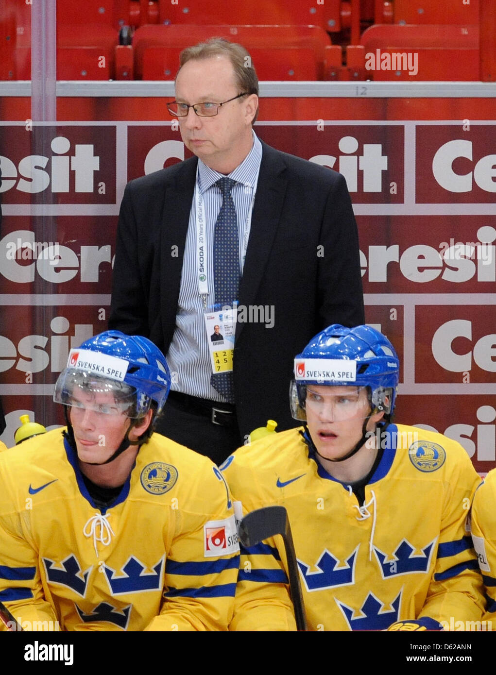 Sweden's head coach Paer Marts gestures during the Ice Hockey World Stock  Photo - Alamy