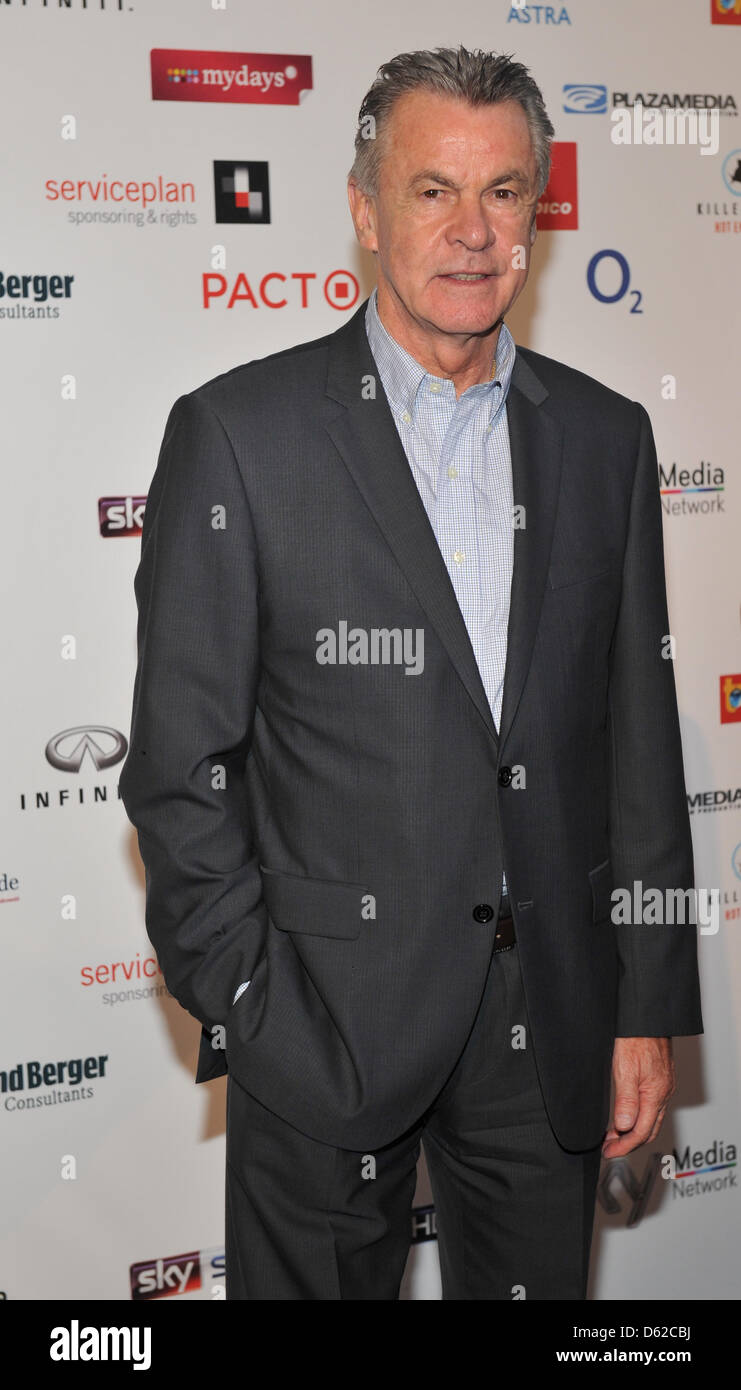 Soccer coach Ottmar Hitzfeld arrives at the 'Sky Champions Night' hosted by boradcaster Sky Deutschland at 'Heart' in Munich, Germany, 18 May 2012. The party was initiated, due to the final match between FC Bayern Munich and FC Chelsea on 19 May 2012. Foto: Ursula Dueren Stock Photo