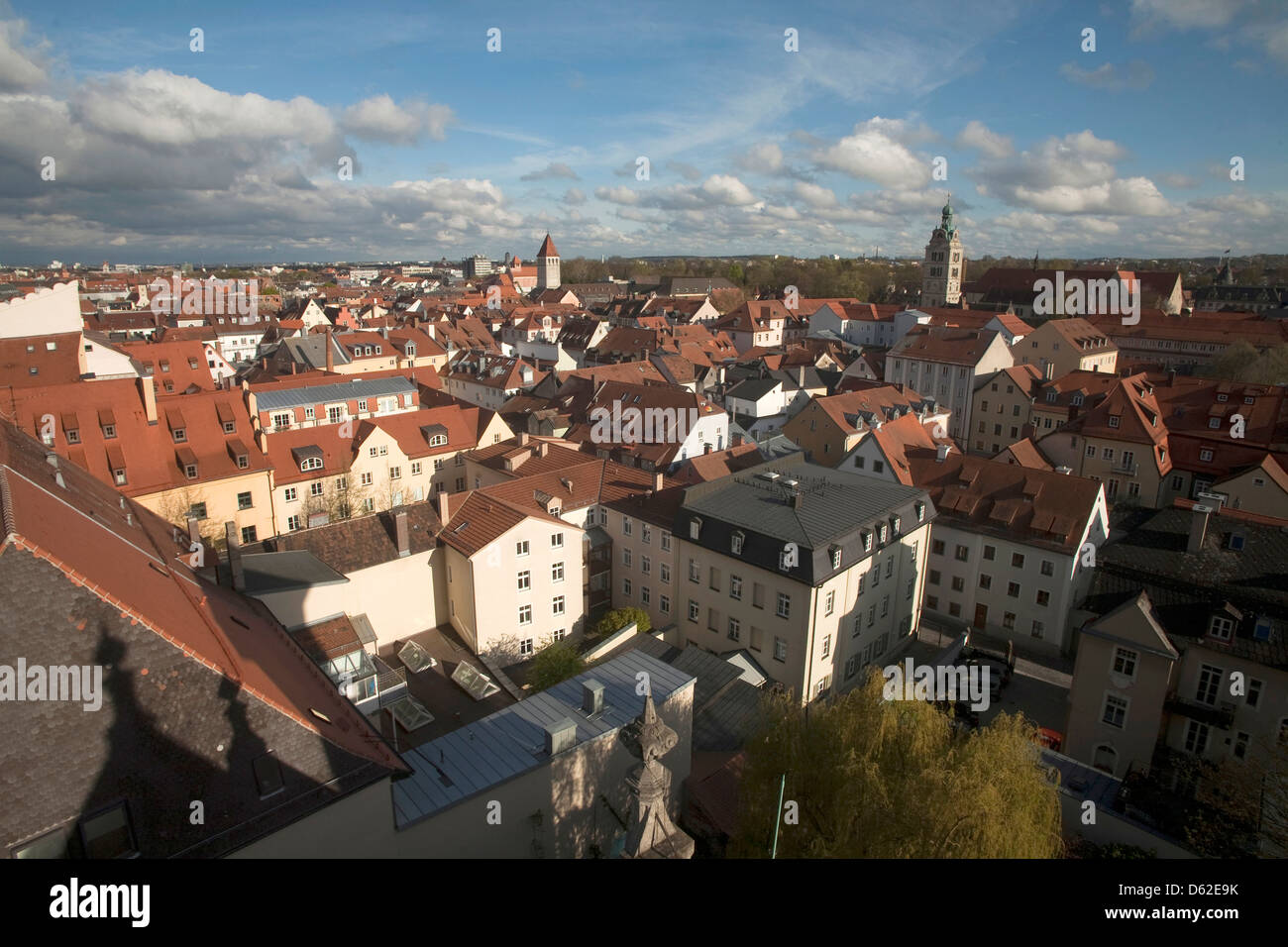 Roof top view of Old Town Regensburg, Germany, an UNESCO World Heritage Site. Stock Photo