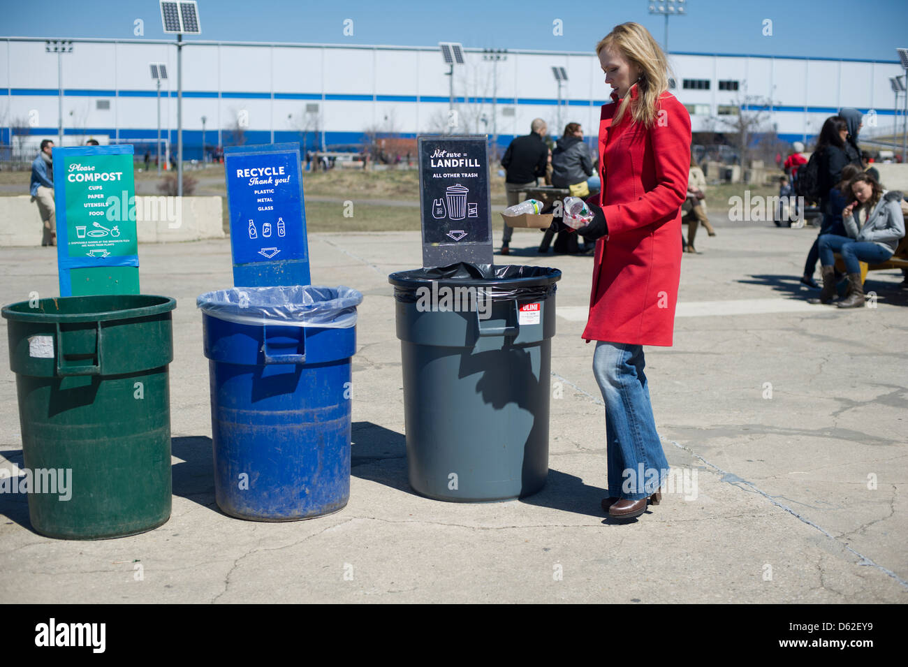 Recycling cans at in Williamsburg in Brooklyn in New York