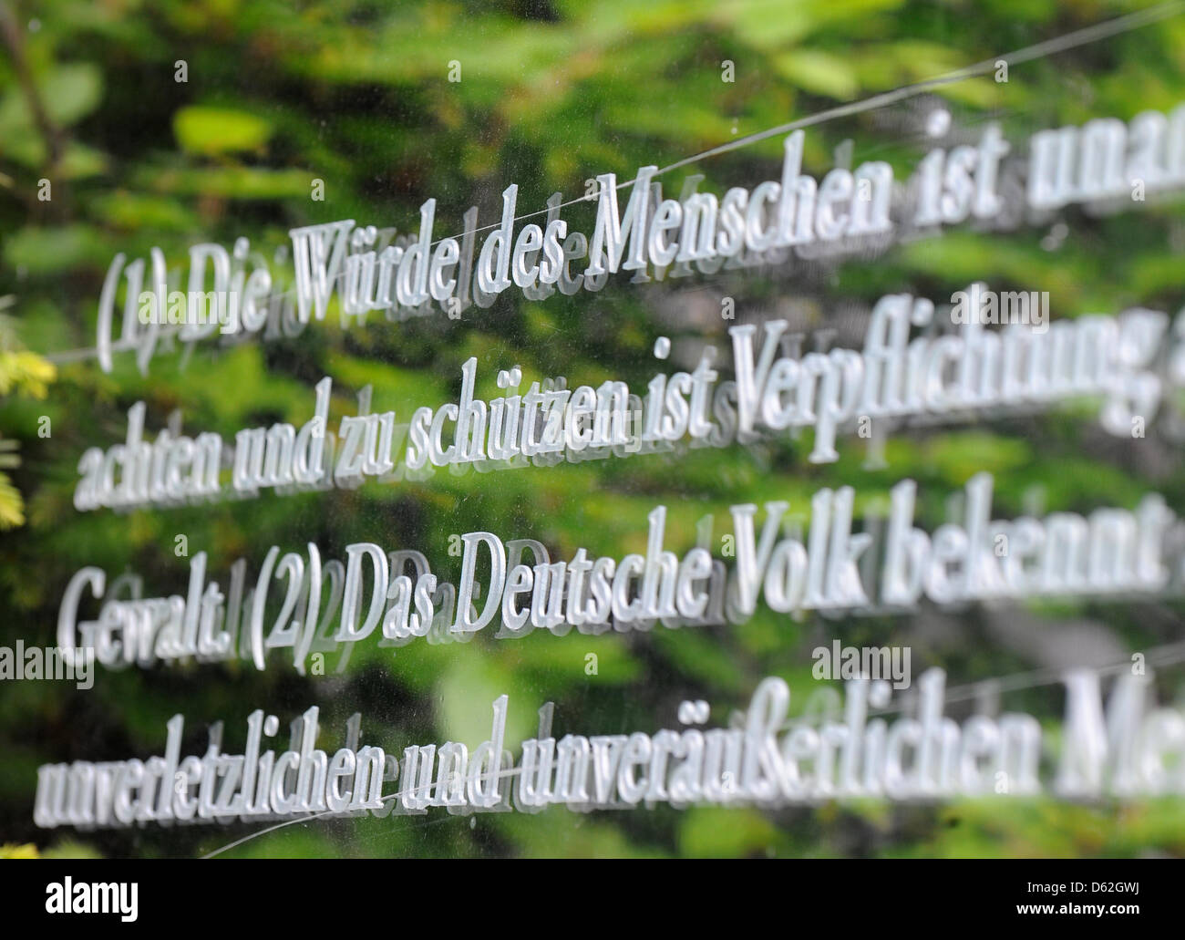 German Basic Rights Words of the German Basic Law pictured in front of the Reichstag ...